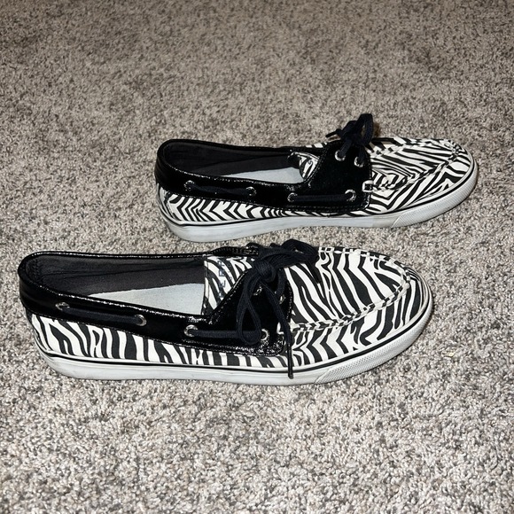 Sperry Topsider Zebra Print Sequin Boat Shoes Size 8.5 - Picture 4 of 7